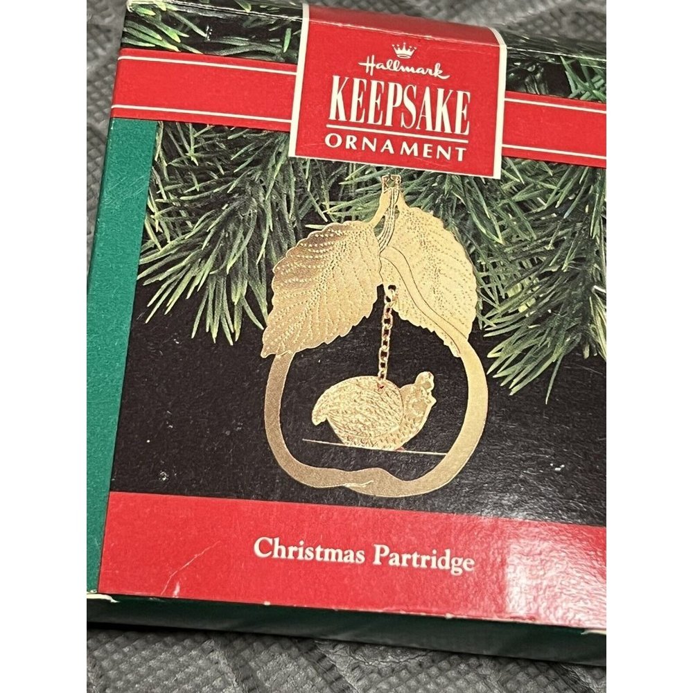 Christmas Partridge 1990 Hallmark Brass Ornament IN BOX 12 Days Cake Topper‎